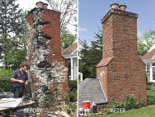 Branford Chimney Sweep performing a full chimney restoration in Branford, CT