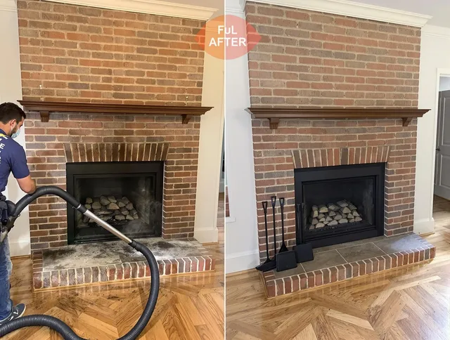 Branford Chimney Sweep carefully sanitizing a fireplace in Branford, CT