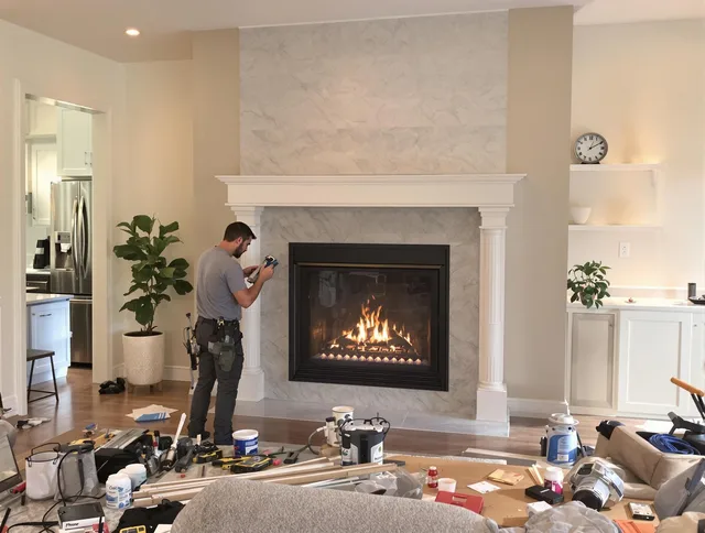 Newly installed fireplace by Branford Chimney Sweep in Branford, CT